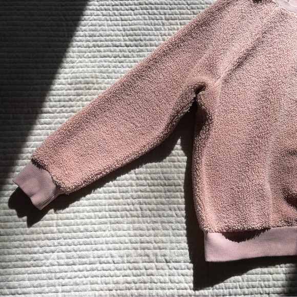 Sherpa Knubbly Textured Dusty Pink Rose Blush Crewneck Pullover Sweater - Picture 2 of 7